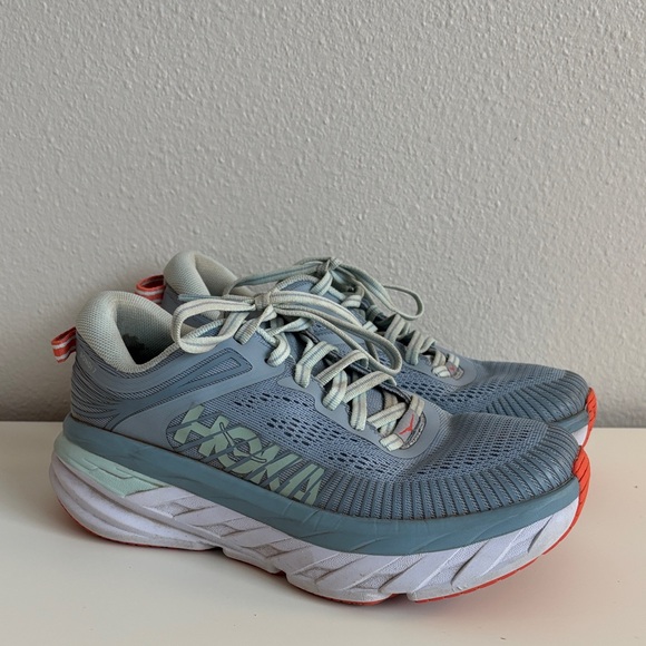 HOKA Bondi 7 Womens Shoes Size 5 Color: Blue Fog/Blue Glass running athletic - Picture 2 of 9